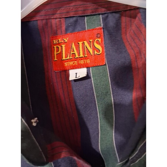 Ely Plains Shirt Mens Large Green Striped Western Pearl Snap Short Sleeve Casual - Picture 4 of 5